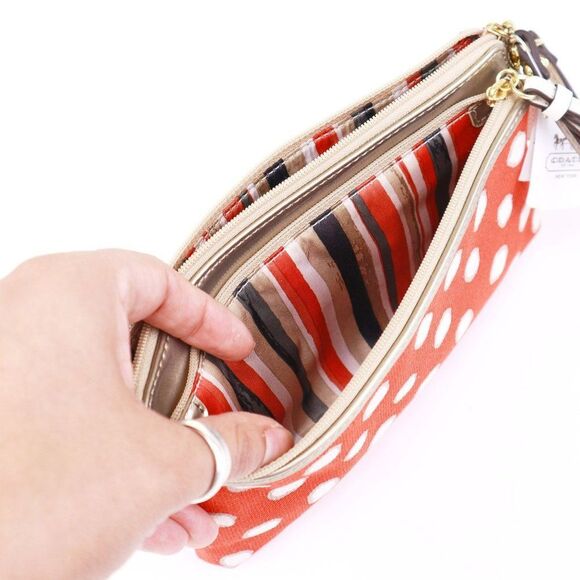 NEW Coach Crazy Dot Double Zip Wallet in Desert Sky - Picture 9 of 9